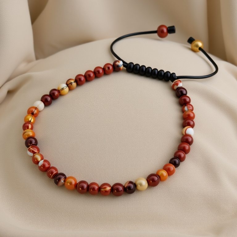 Fire Agate Stone Wrist Mala Bracelet