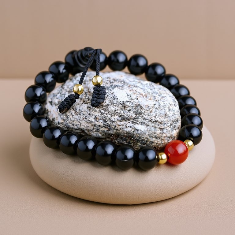 Black Onyx Stone Wrist Mala for Meditation