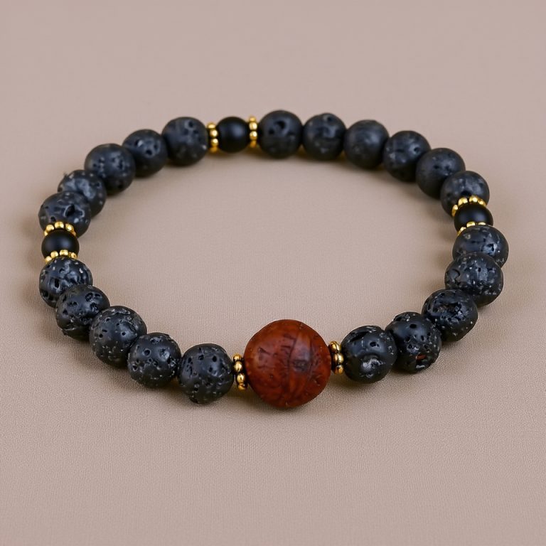 Lava Stone Wrist Mala for Emotional Balance