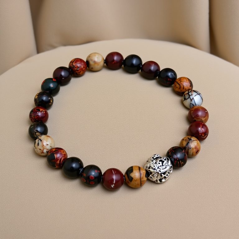 Jasper Stone Tibetan Mantra Wrist Mala Bracelet