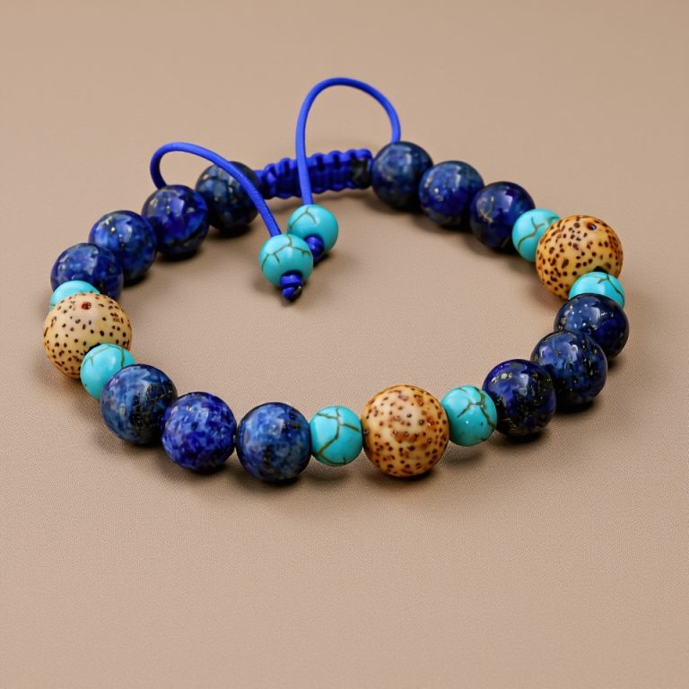 Lapis Lazuli Wrist Mala with Lotus Seed