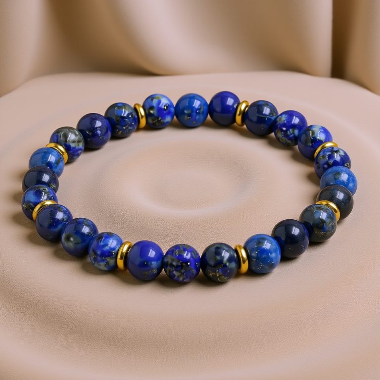 Lapis Lazuli Wrist Mala with Metal Rings