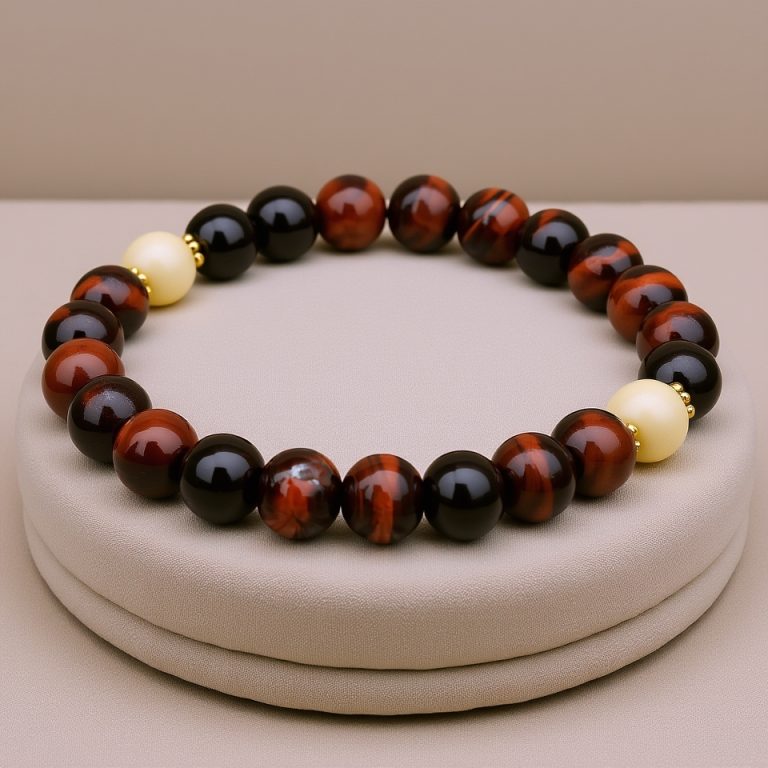 Red Tiger Eye Wrist Mala with Stretchy String