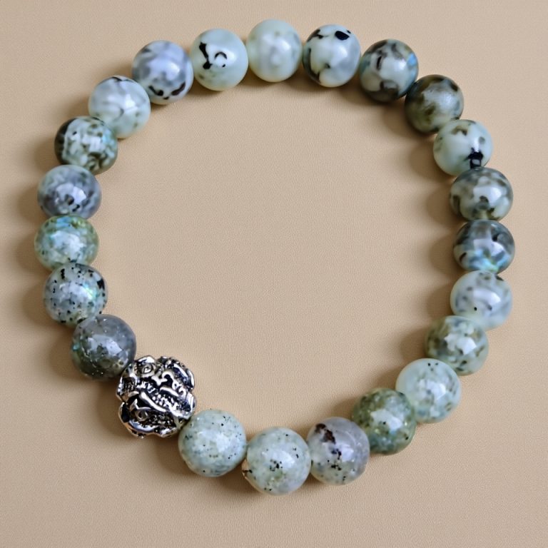 Labradorite Stone Buddhist Mantra Wrist Mala