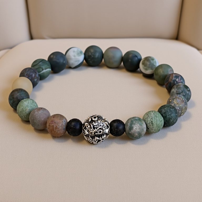 Matte Bloodstone Wrist Mala for Grounding