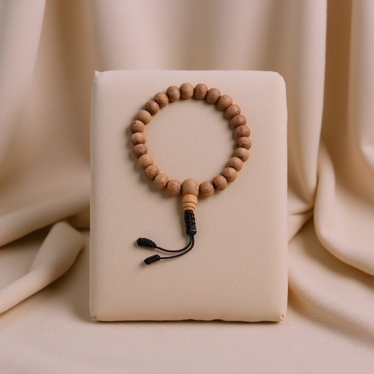 Dark Brown Sandalwood Japa Mala & Bracelet Set