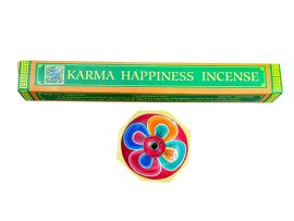 Handmade in Nepal by skilled artisans, this Karma Happiness incense stick purifies the space and mind, inviting prosperity and supporting spiritual growth through its natural, harmonious fragrance.