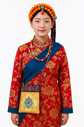 This handmade crossbody bag showcases the Wheel of Life, symbolizing the journey to enlightenment. Crafted by skilled artisans in Nepal, it combines practicality with spiritual significance.