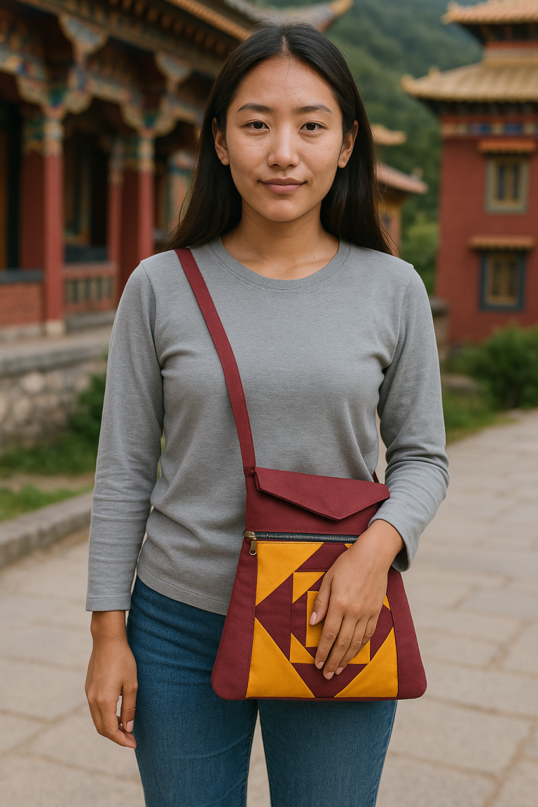 Tibetan Cotton Crossbody Bag for Spiritual Journeys
