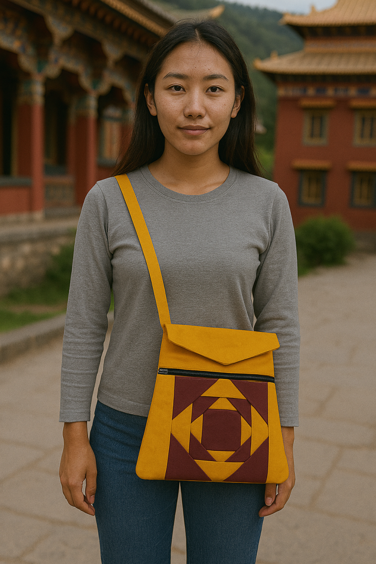 Handmade Tibetan Cotton Crossbody Bag with Zippers