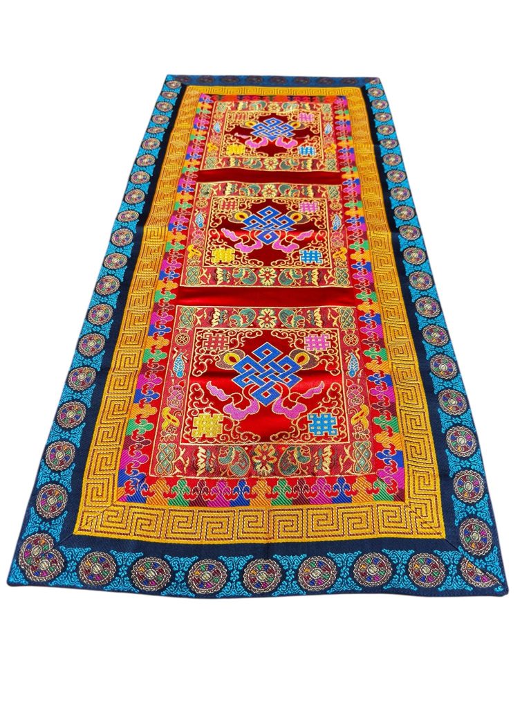 Tibetan Silk Brocade Endless Knot Table Runner