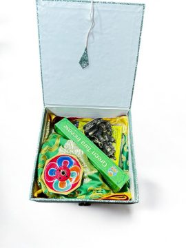 Handmade in Nepal by skilled artisans, this Green Tara Meditation and Healing Kit invites compassion and serenity, serving as a sacred tool for spiritual practice and personal reflection.