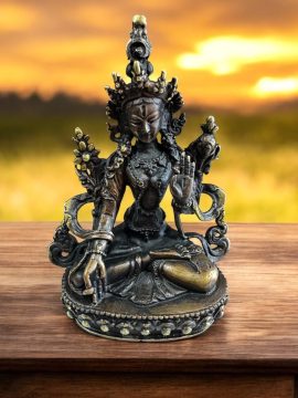 This handmade White Tara statue from Nepal embodies healing and longevity, inviting compassion and serenity into your spiritual practice. A perfect addition to any altar or meditation space.