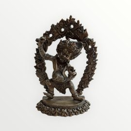 Handmade in Nepal by skilled artisans, this copper statue of Vajrapani Chana Dorje embodies the strength and protective essence of the Dharma for meditation and devotion.