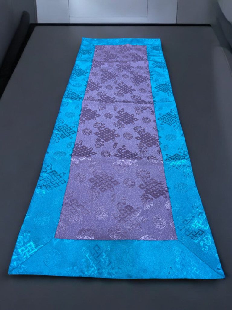 Tibetan Silk Brocade Endless Knot Table Runner