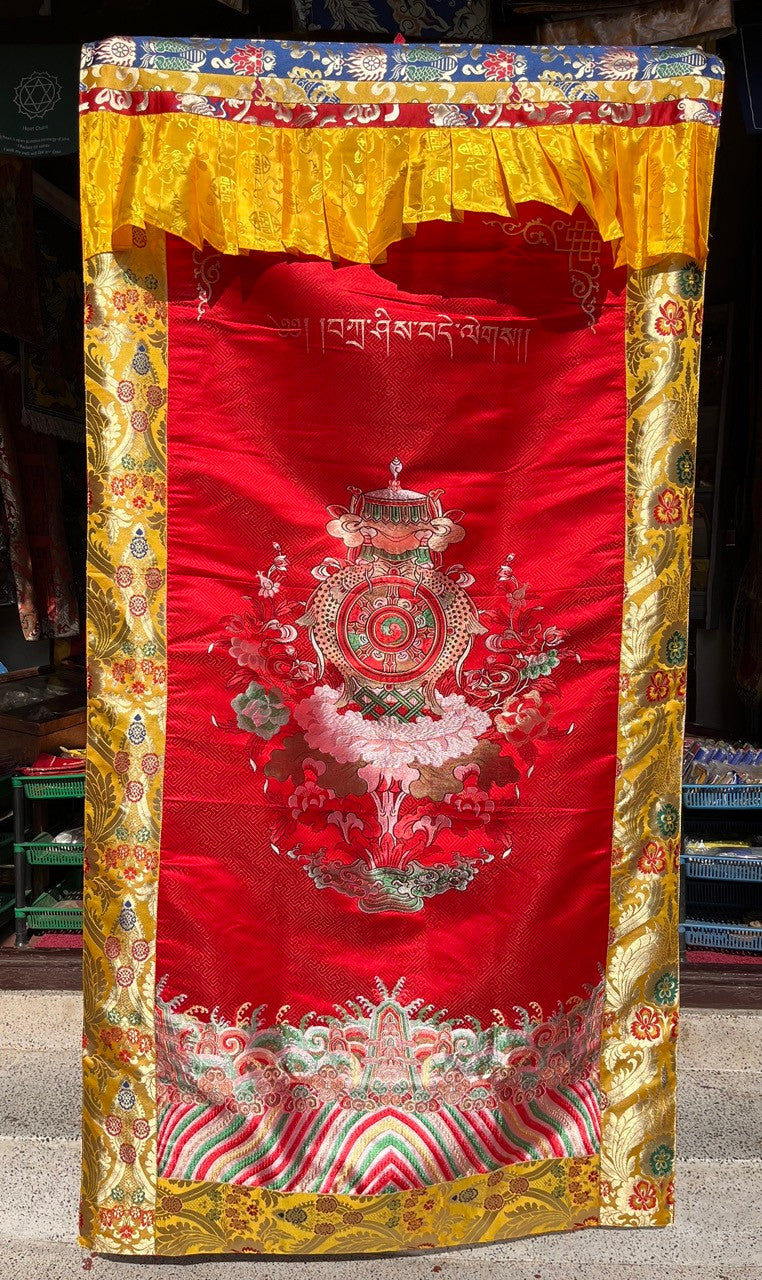 Tibetan Silk Brocade Eight Auspicious Door Hanging