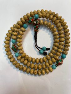 Lotus Seed Mala with Turquoise Beads