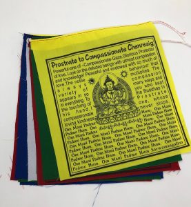 Chenrezig 4-Armed Cotton Prayer Flag Set