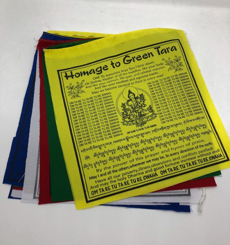 Green Tara Cotton Prayer Flags with Mantras