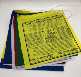 Handmade in Nepal by skilled artisans, these vibrant cotton prayer flags feature Guru Rimpoche and his mantras, inviting blessings of compassion and wisdom into the world.