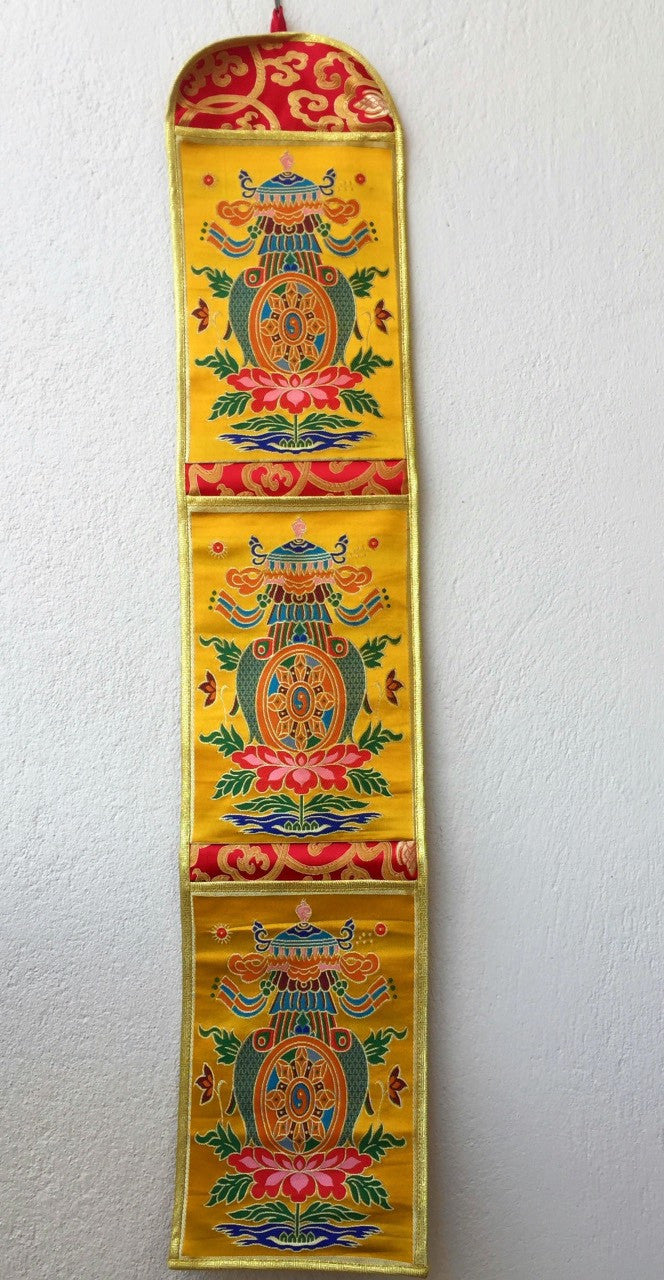 Tibetan Yellow Silk Brocade Letter Holder
