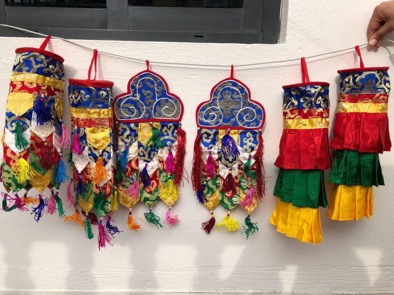 Tibetan Silk Brocade Temple Hanging Set