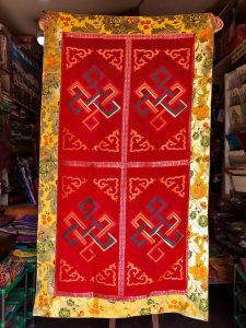 Silk Brocade Endless Knot Table Cover