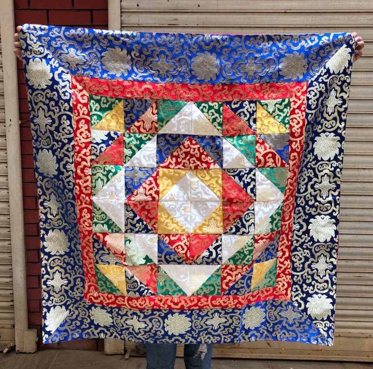 Silk Brocade Altar Cloth with Lotus Design