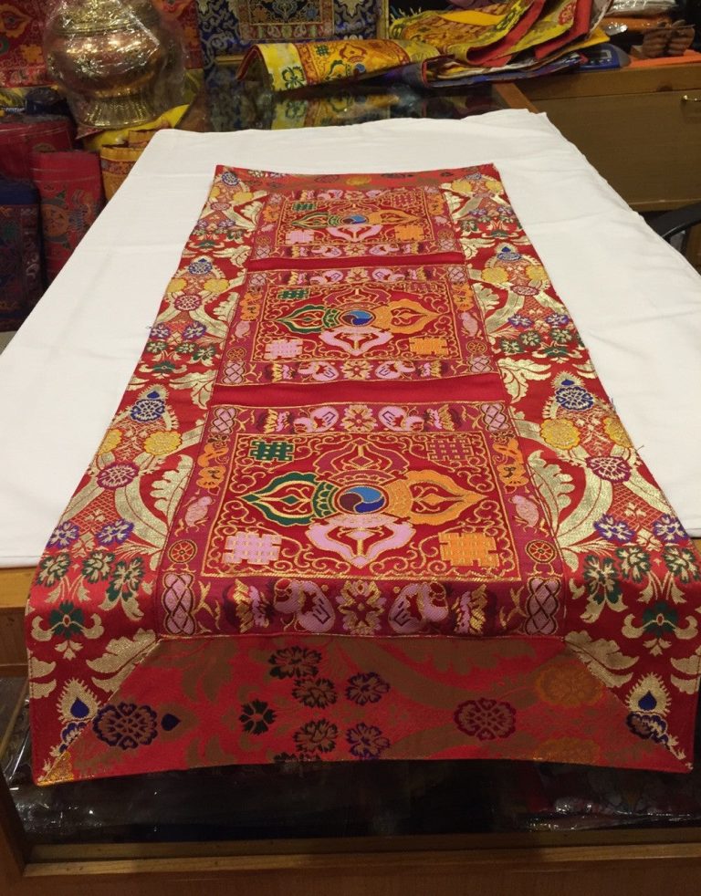 Tibetan Silk Brocade Double Dorje Table Runner