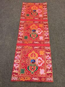 Red Silk Brocade Double Dorji Table Runner