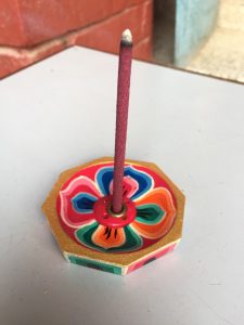 Hand-Painted Lotus Wooden Incense Burner