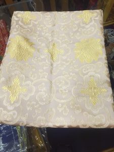 Tibetan Silk Brocade with White Lotus Design
