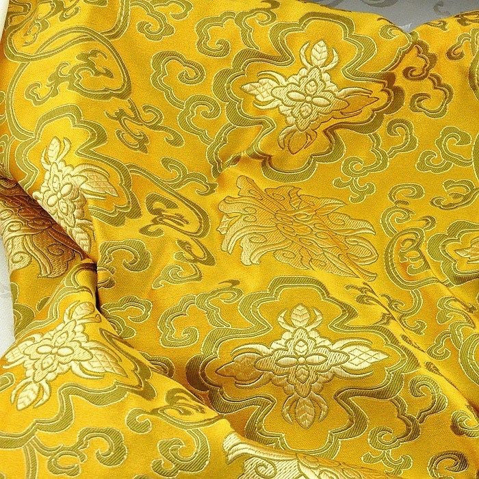 Tibetan Yellow Lotus Design Silk Brocade