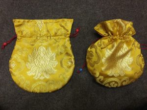 Tibetan Lotus Yellow Silk Brocade Mala Bag