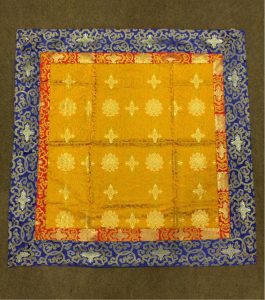 Silk Brocade Altar Cover - Orange Lotus Design