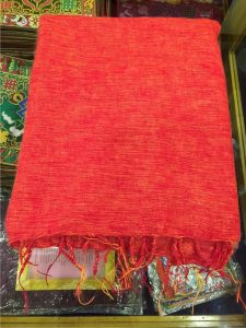 Tibetan Orange Yak Wool Meditation Shawl