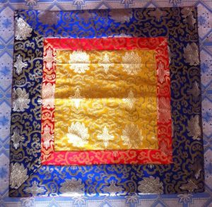 Tibetan Silk Brocade Yellow Lotus Altar Cloth
