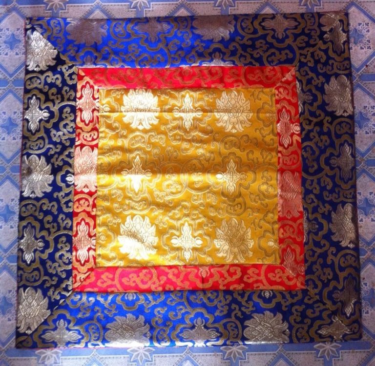 Tibetan Silk Brocade Yellow Lotus Altar Cloth