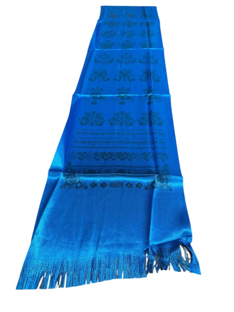 Tibetan Blue Khata - Ceremonial Offering Scarf