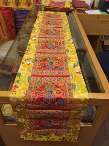 Tibetan Silk Brocade Table Runner with Dorje