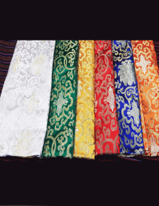 Tibetan Silk Brocade with Lotus Design