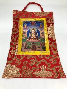 Silk Brocade Chenrezig Thangka Wall Hanging