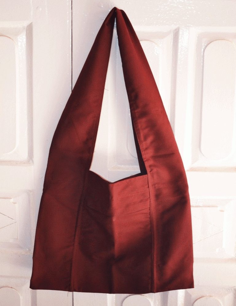 Tibetan Cotton Monk Shoulder Bag - Dark Maroon