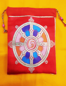 Silk Brocade Wheel of Life Mala Bag