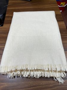 Tibetan White Raw Silk Meditation Shawl
