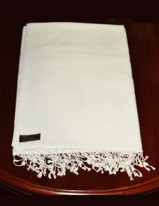 Large White Pashmina Silk Meditation Shawl