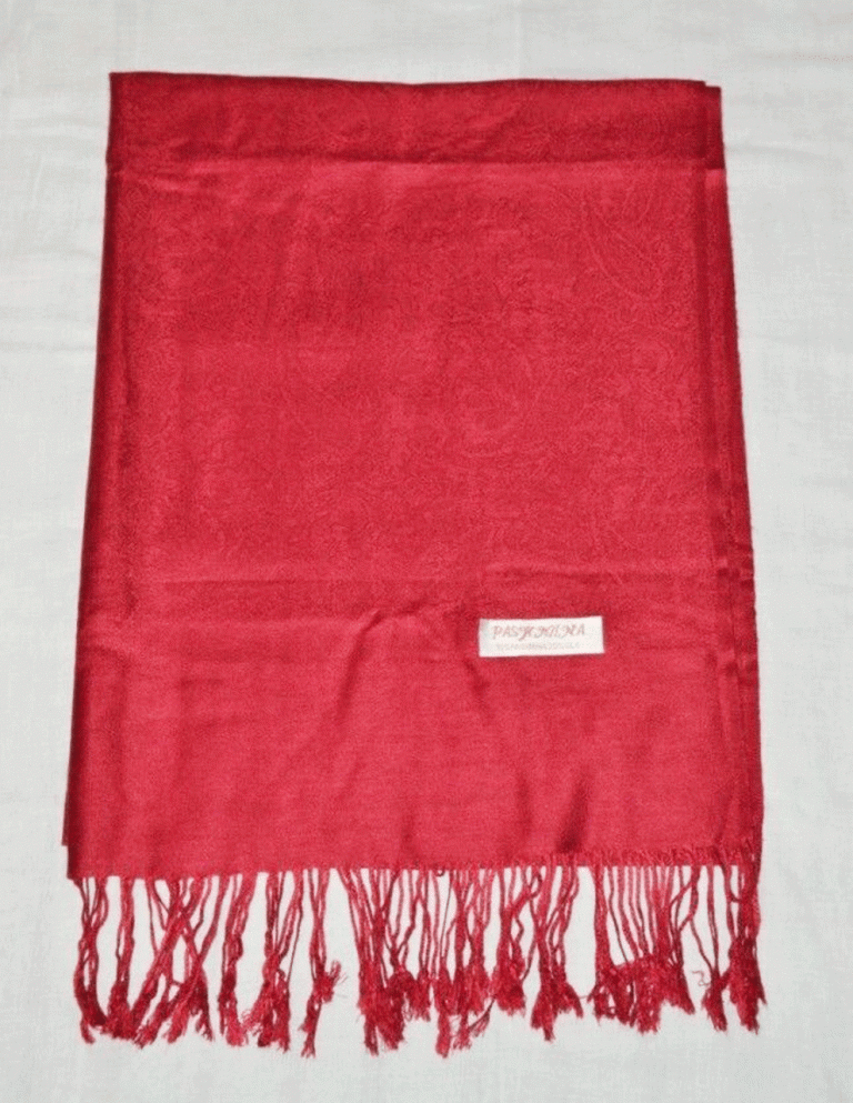 Tibetan Dark Red Pashmina Silk Meditation Shawl