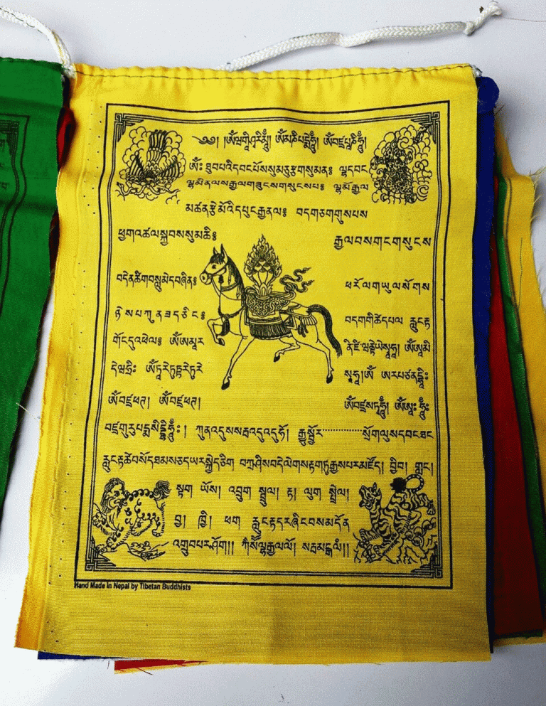 Tibetan Cotton Lungta Prayer Flags with Deities