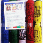 Handcrafted in Nepal, these Lungta prayer flags carry sacred images and mantras, spreading blessings of peace and compassion with the winds, embodying the spirit of Tibetan Buddhism.