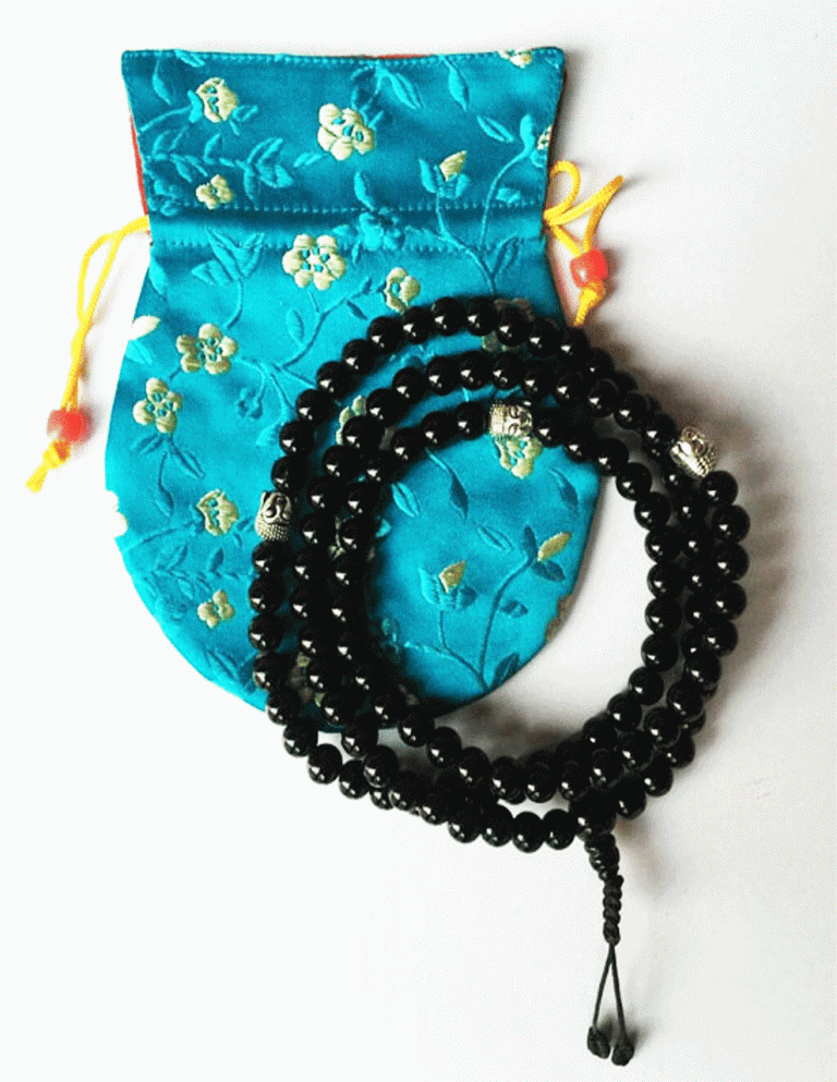 Black Onyx Mala with Buddha Face Beads